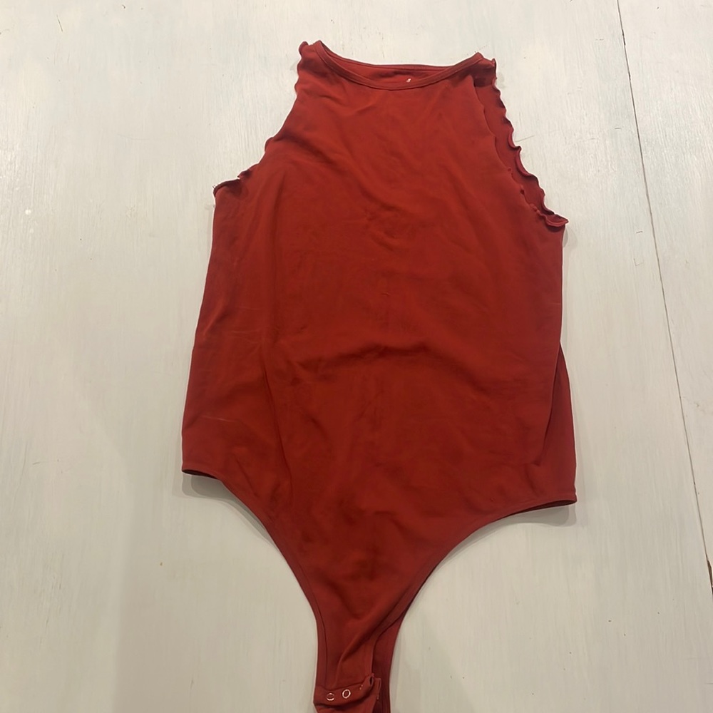 Free People (intimately), High Neck Tank Top Burnt Orange Bodysuit, Size M/L